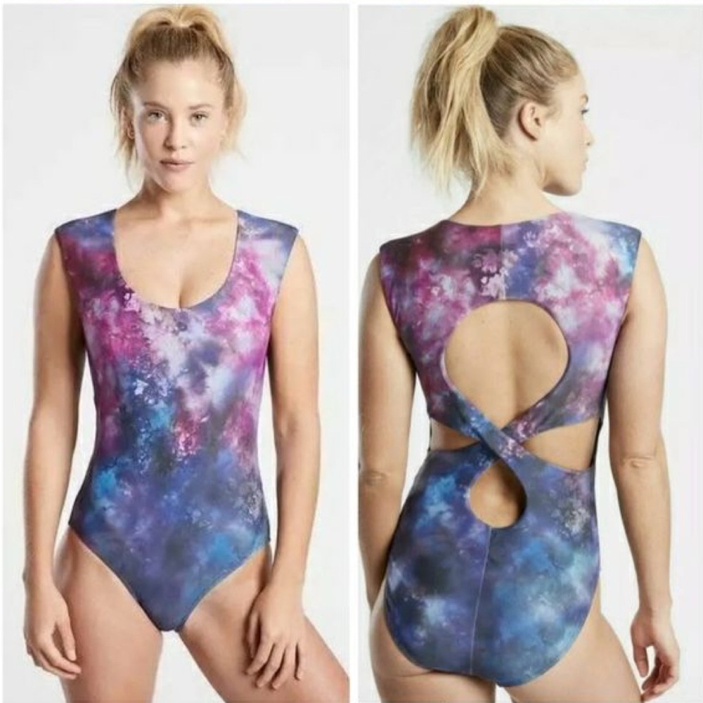NWT Athleta Supernova Entwined One piece Tie Dye Swim Bathing suit Size S